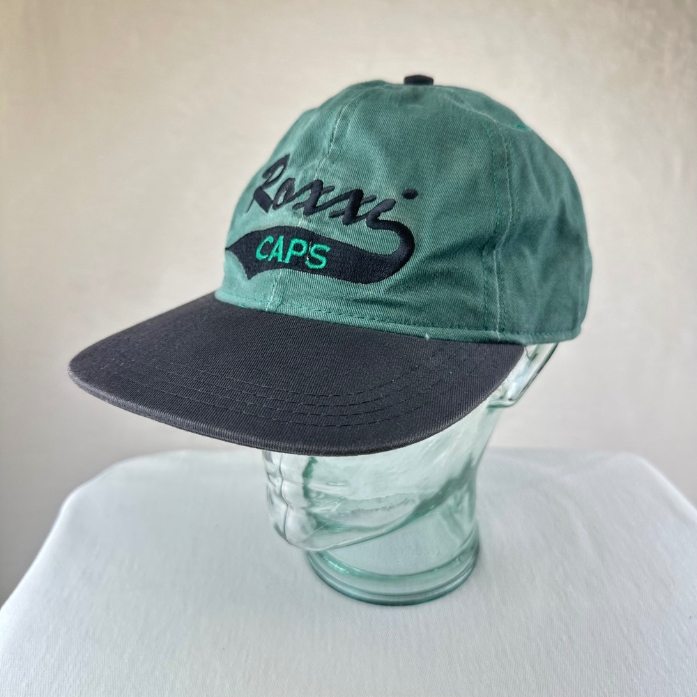 Roxxi Hat Mens Pro Model One Size Green Black Dad Cap VTG 90s USA Cotton‎ Twill
